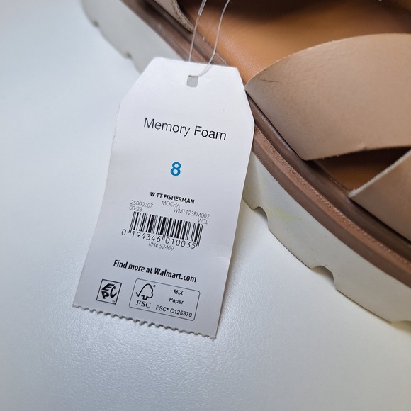 Time and Tru Women's Memory Foam Gladiator Sandals Tan Size 8 - Picture 7 of 7